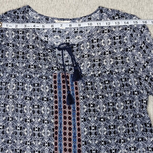 Cato Tunic Womens Medium Blue Geometric‎ Print 3/4 Sleeve - Picture 6 of 12